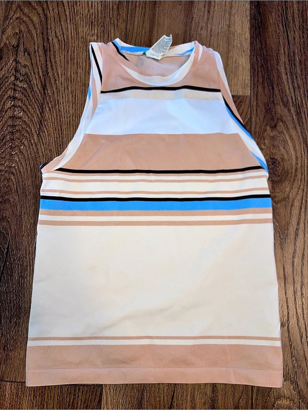 Made in Italy of Benetton women’s Striped Tank Top in Beige & Blue Size S